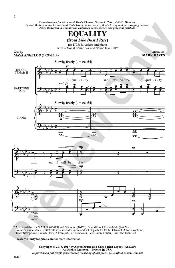 Equality – TTBB Choral Octavo (Digital Download)