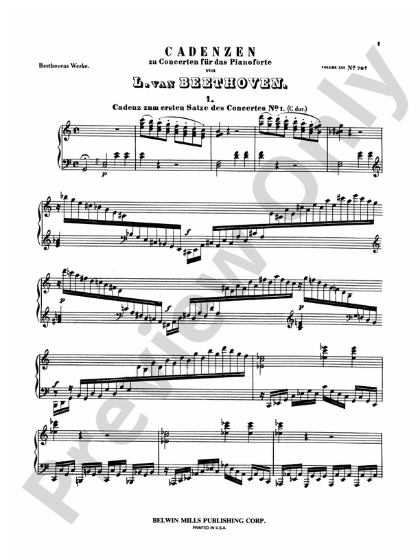 Beethoven - Cadenzas to the Piano Concerti - Piano Solo (Digital Download)