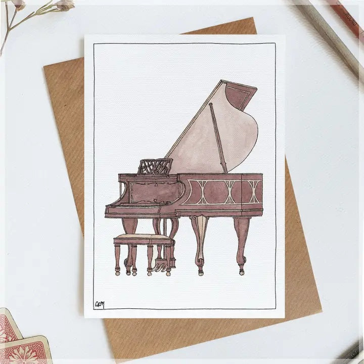 Greeting Card - grand piano. Erlenmeyer Publication.