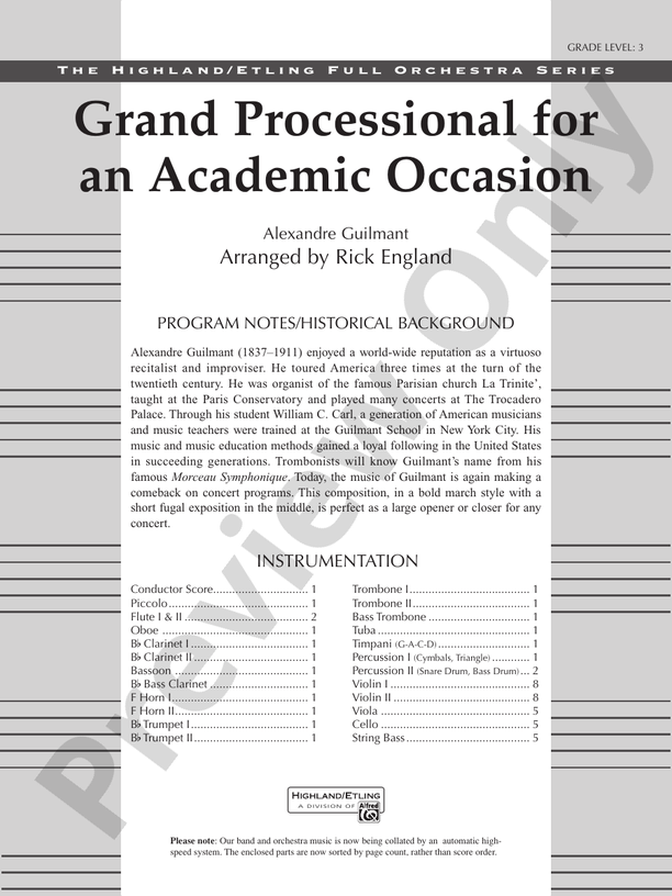 Grande Processional for an Academic Occasion – Full Orchestra Conductor Score & Parts (Digital Download)