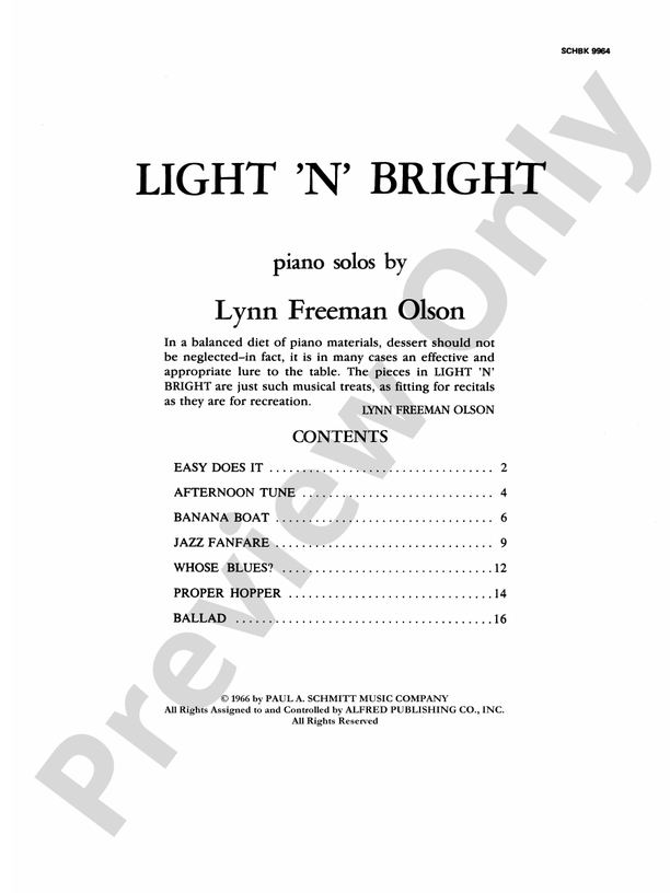 Light 'n' Bright - Piano (Digital Download)