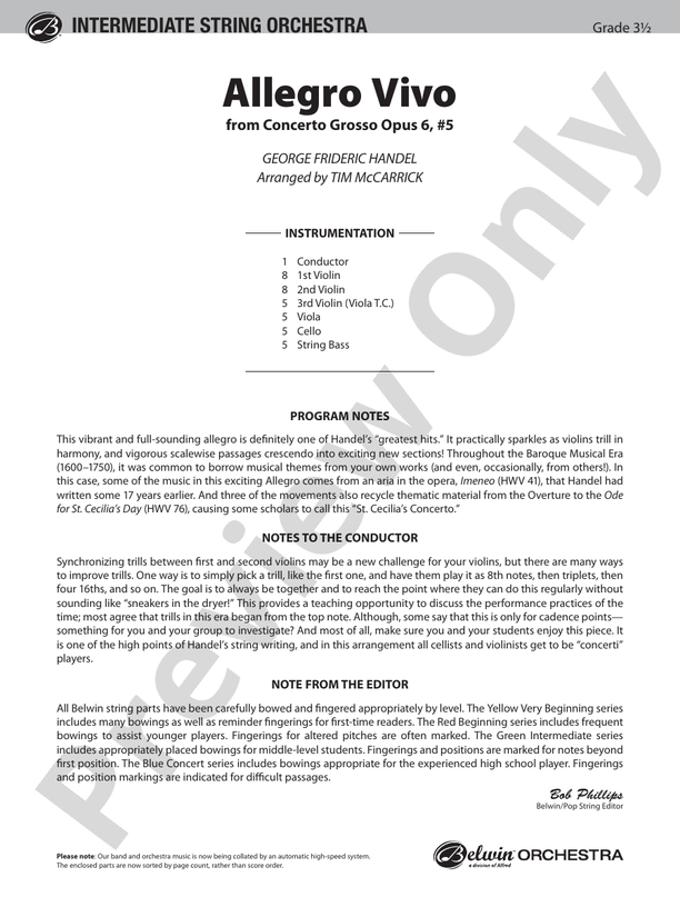 Allegro Vivo – String Orchestra Conductor Score & Parts (Digital Download)