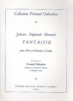 Fantasie for Viola and Piano - Johann Nepomuk Hummel - Viola Editions Musicales Transatlantiques