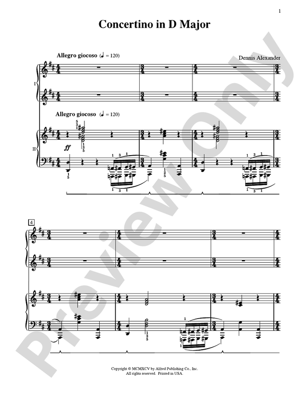 Concertino in D Major - 2 Pianos, 4 Hands (Digital Download)