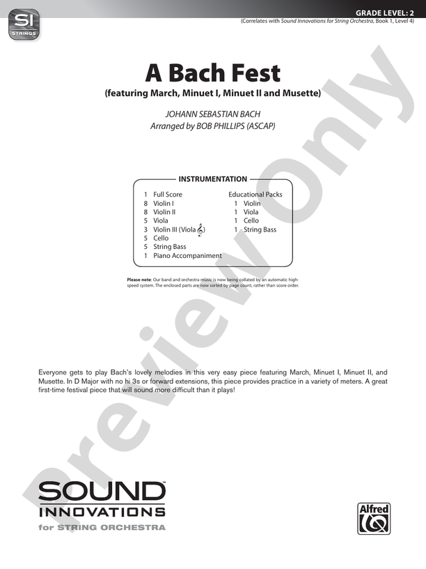 A Bach Fest – String Orchestra Conductor Score & Parts (Digital Download)