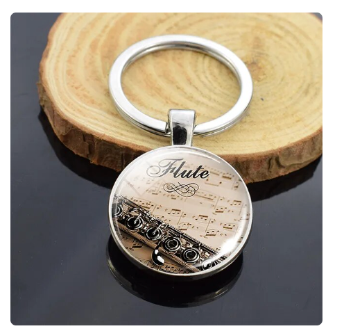 Glass Top Flute Keyring