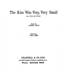 The Kiss Was Very, Very Small (from 'Joie De Vivre') - Vocal/Piano (Digital Download)