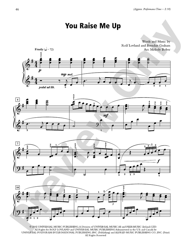 You Raise Me Up - Piano Solo (Digital Download)