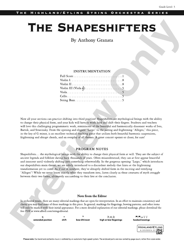 The Shapeshifters – String Orchestra Conductor Score & Parts