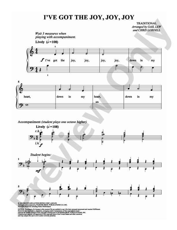 I've Got the Joy, Joy, Joy - Arr. Gail Lew and Chris Lobdell - Easy Piano (Digital Download)