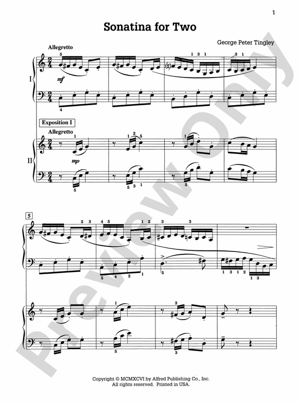 Sonatina for Two - 2 Pianos, 4 Hands (Digital Download)