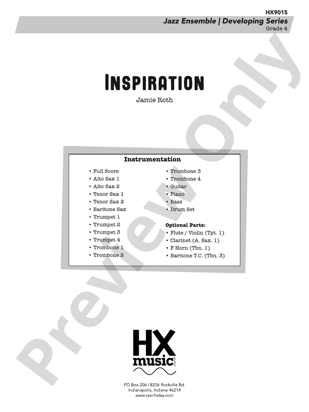 Inspiration – Jazz Ensemble Conductor Score & Parts (Digital Download)
