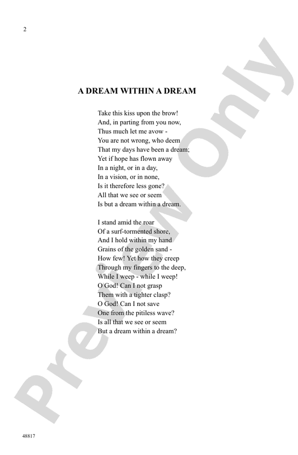 A Dream Within a Dream - SATB Choral Octavo (Digital Download)