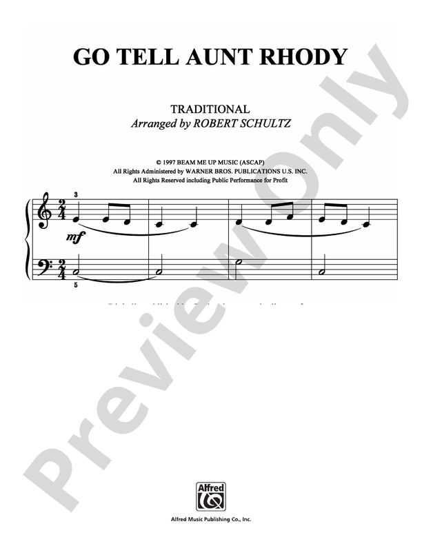 Go Tell Aunt Rhody - Arr. Robert Schultz - Easy Piano (Digital Download)