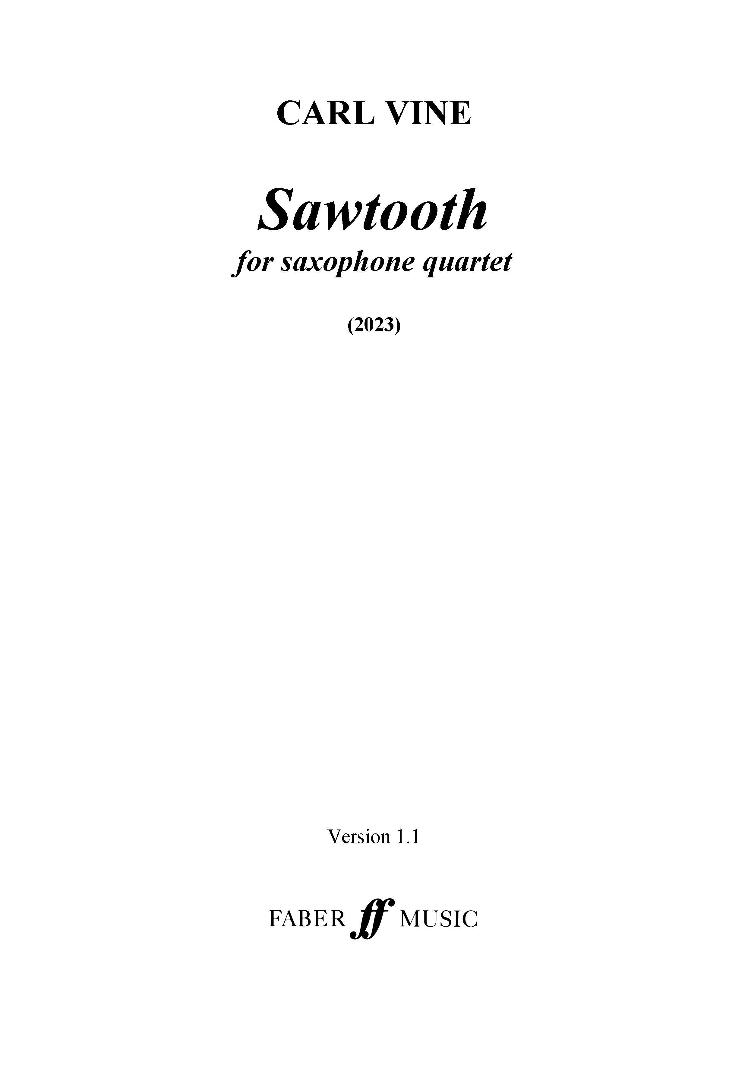 Sawtooth - Saxophone Quartet Full Score (Digital Download)
