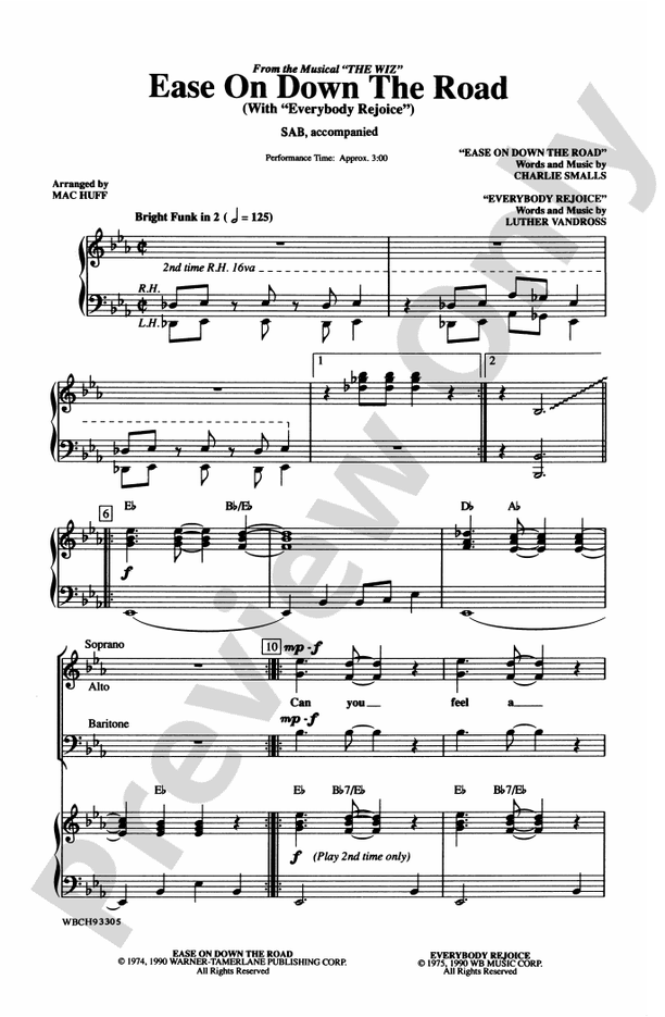 Ease on Down the Road (from the musical The Wiz) – SAB Choral Octavo (Digital Download)