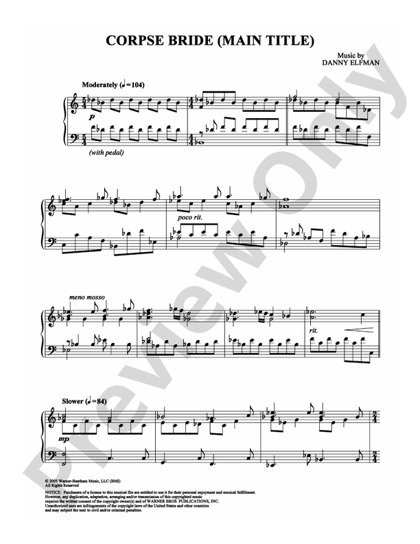 Corpse Bride (Main Title) - Piano (Digital Download)