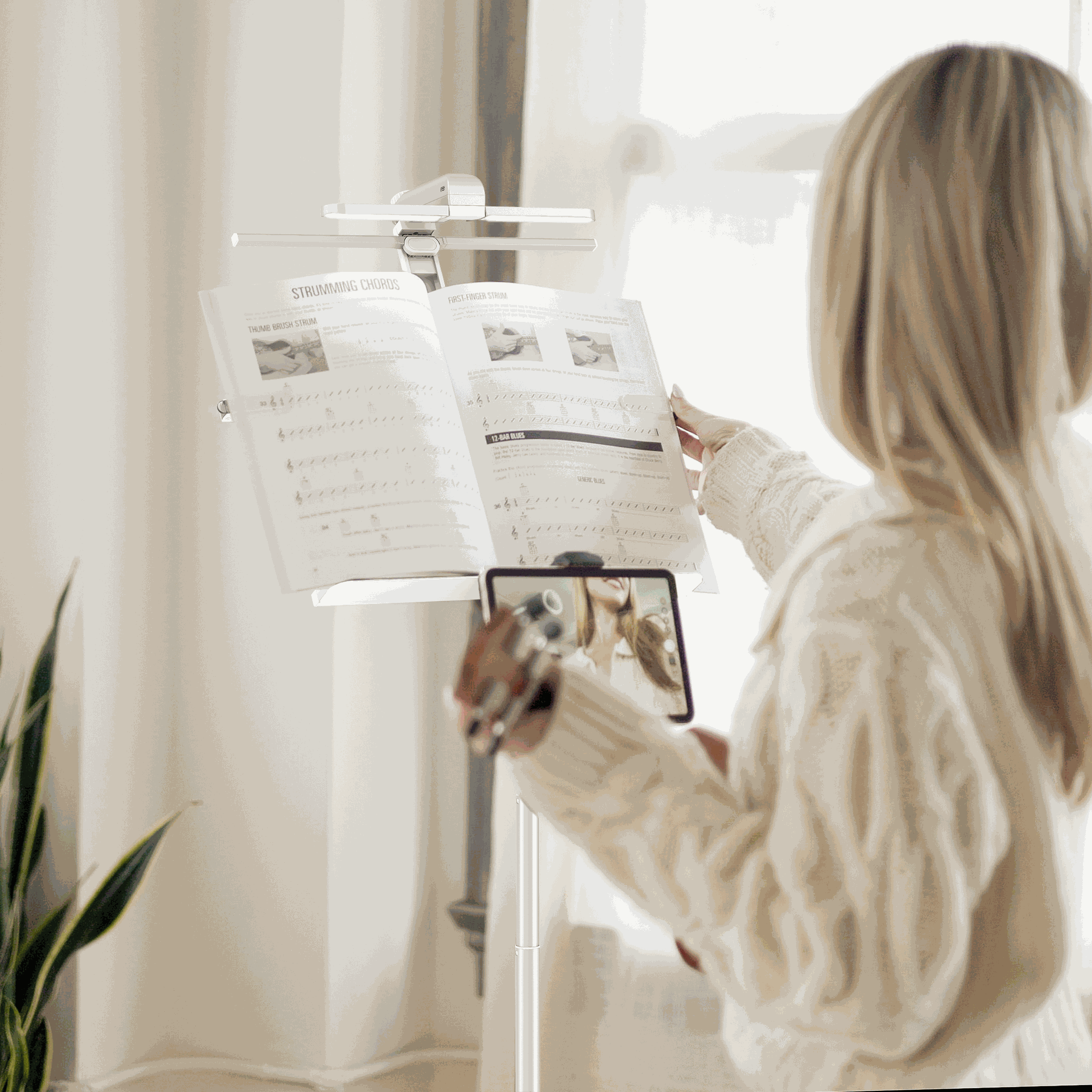 Music Stand Light- KraftGeek Bravo Foldable Music Stand Light, White
