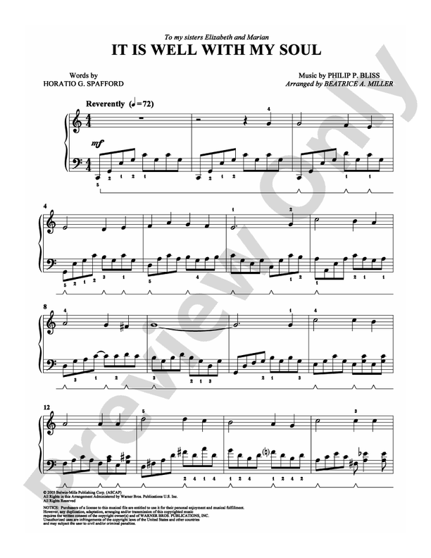 It Is Well With My Soul - Arr. Beatrice A Miller - Easy Piano (Digital Download)