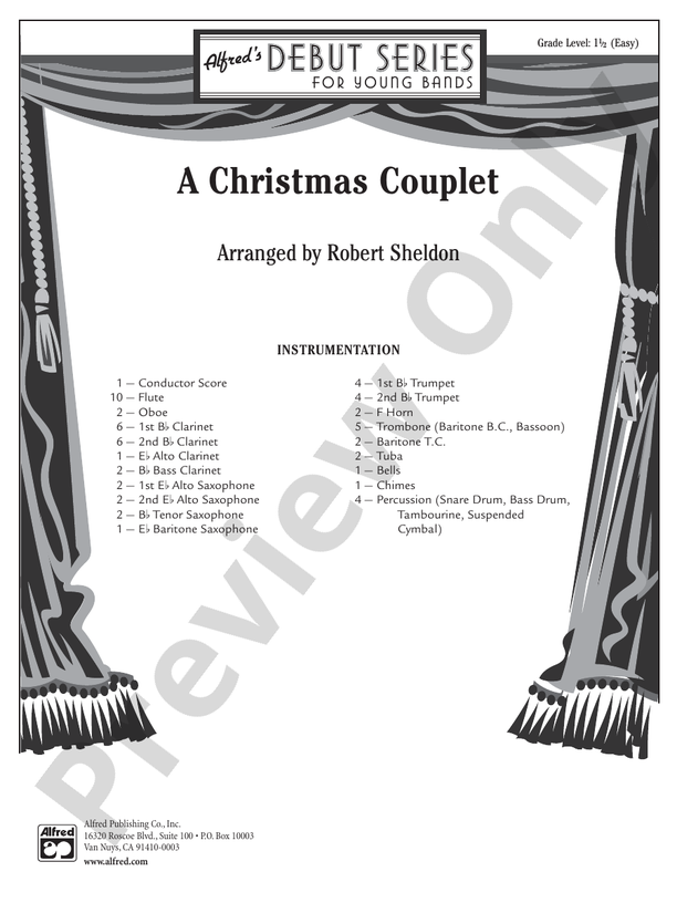 A Christmas Couplet - Concert Band Conductor Score & Parts (Digital Download)