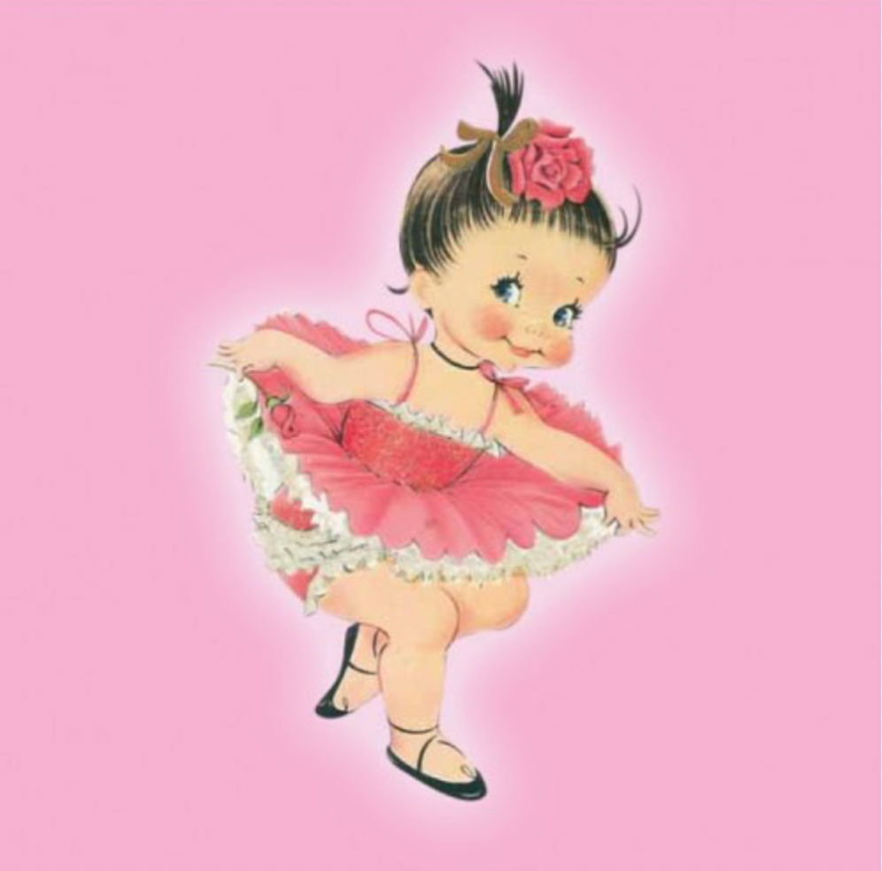 Greeting Card - Vintage Little Ballerina in a Pink Tutu