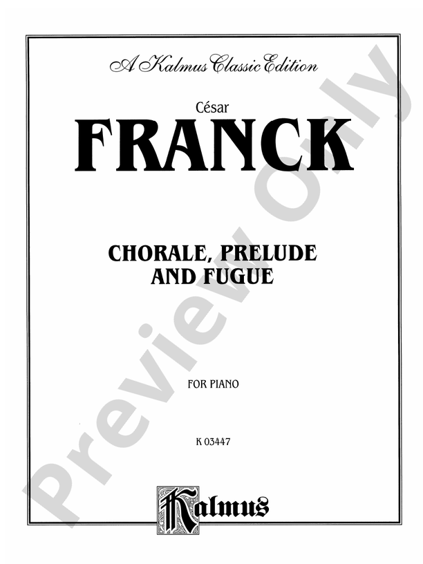 Field - Prelude, Chorale and Fugue - Piano Solo (Digital Download)