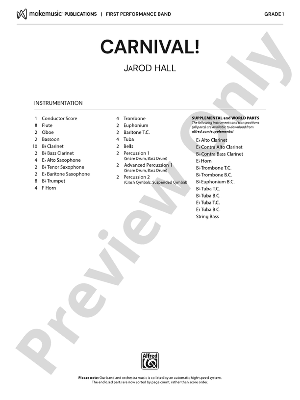 Carnival! - Concert Band Conductor Score & Parts(Digital Download)