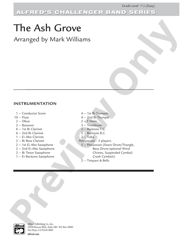 The Ash Grove - Concert Band Conductor Score & Parts (Digital Download)