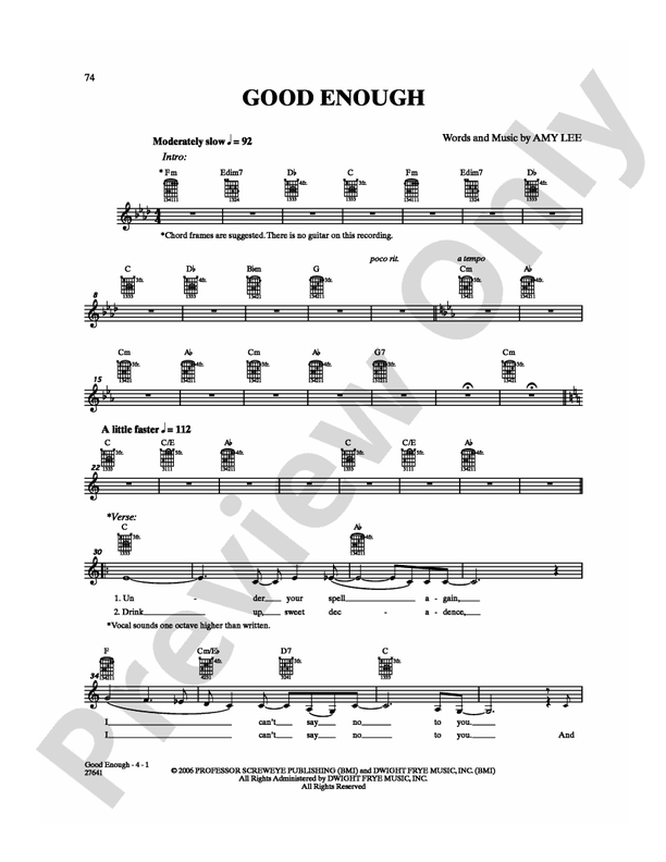 Good Enough - Evanescence - Guitar TAB (Digital Download)