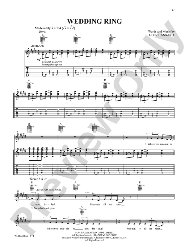 Wedding Ring - Guitar Tab (Digital Download)