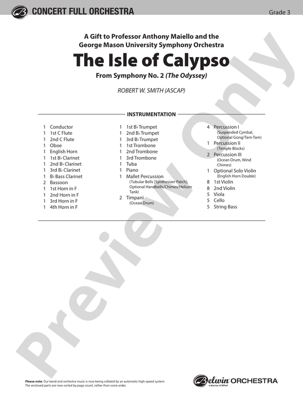 The Isle of Calypso (from The Odyssey (Symphony No. 2)) – Ful Orchestra Conductor Score & Parts (Digital Download)