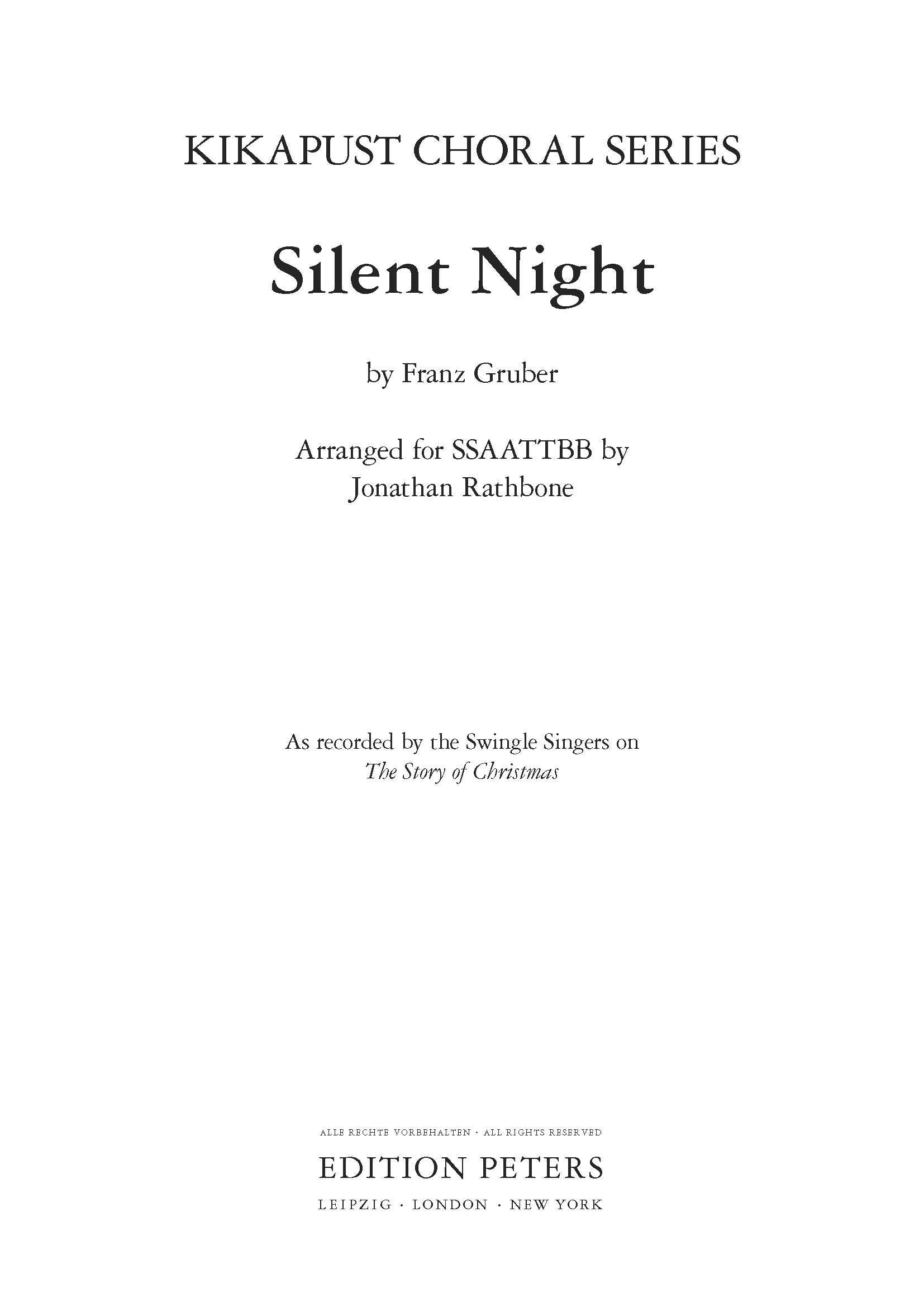 Silent Night (EP77012) - SATB Choral Octavo (Digital Download)