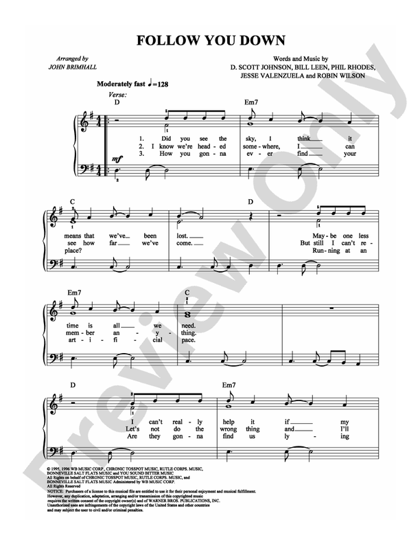 Follow You Down - Arr. John Brimhall - Easy Piano (Digital Download)