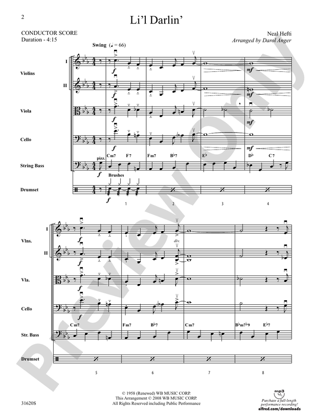 Li'l Darlin' - String Orchestra Conductor Score & Parts (Digital Download)