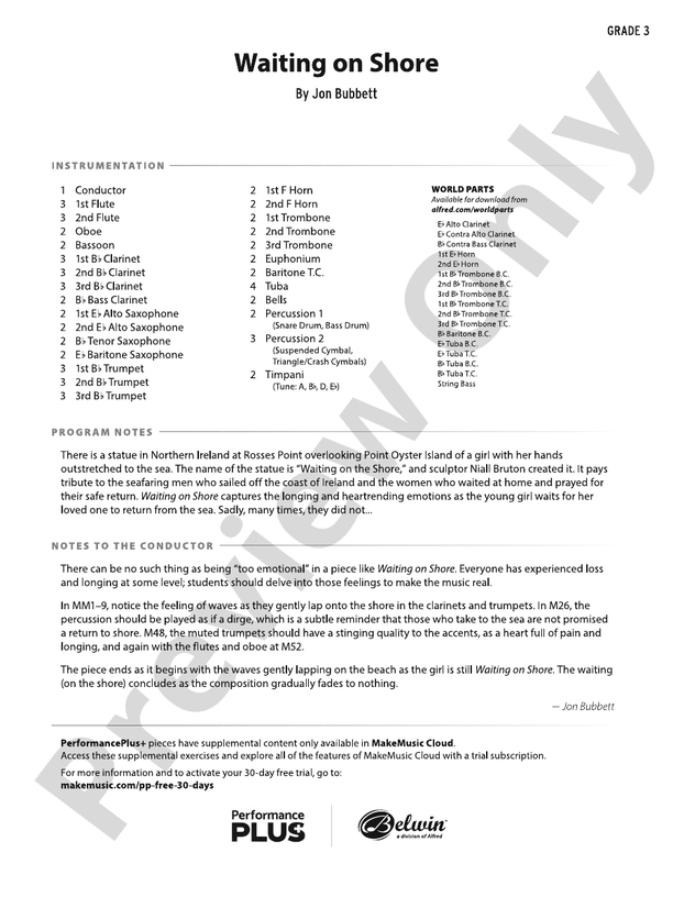 Waiting on Shore – Concert Band Conductor Score & Parts (Digital Download)