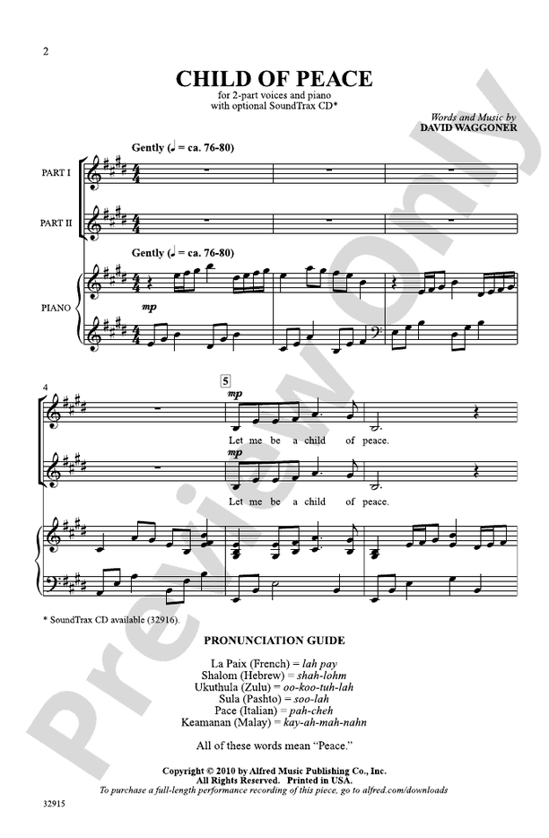 Child of Peace – 2-Part Choral Octavo (Digital Download)