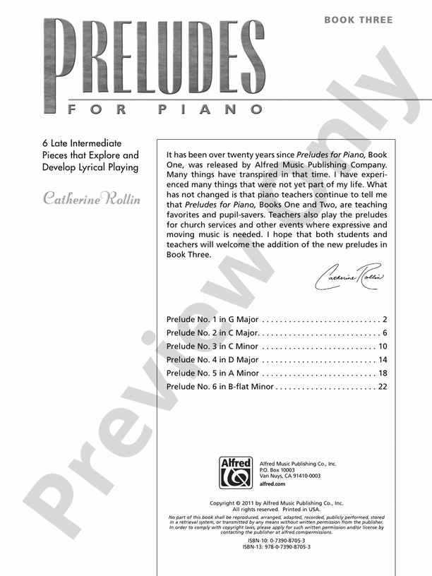 Preludes for Piano, Book 3: 6 Late Intermediate Pieces That Explore and Develop Lyrical Playing - Piano (Digital Download)