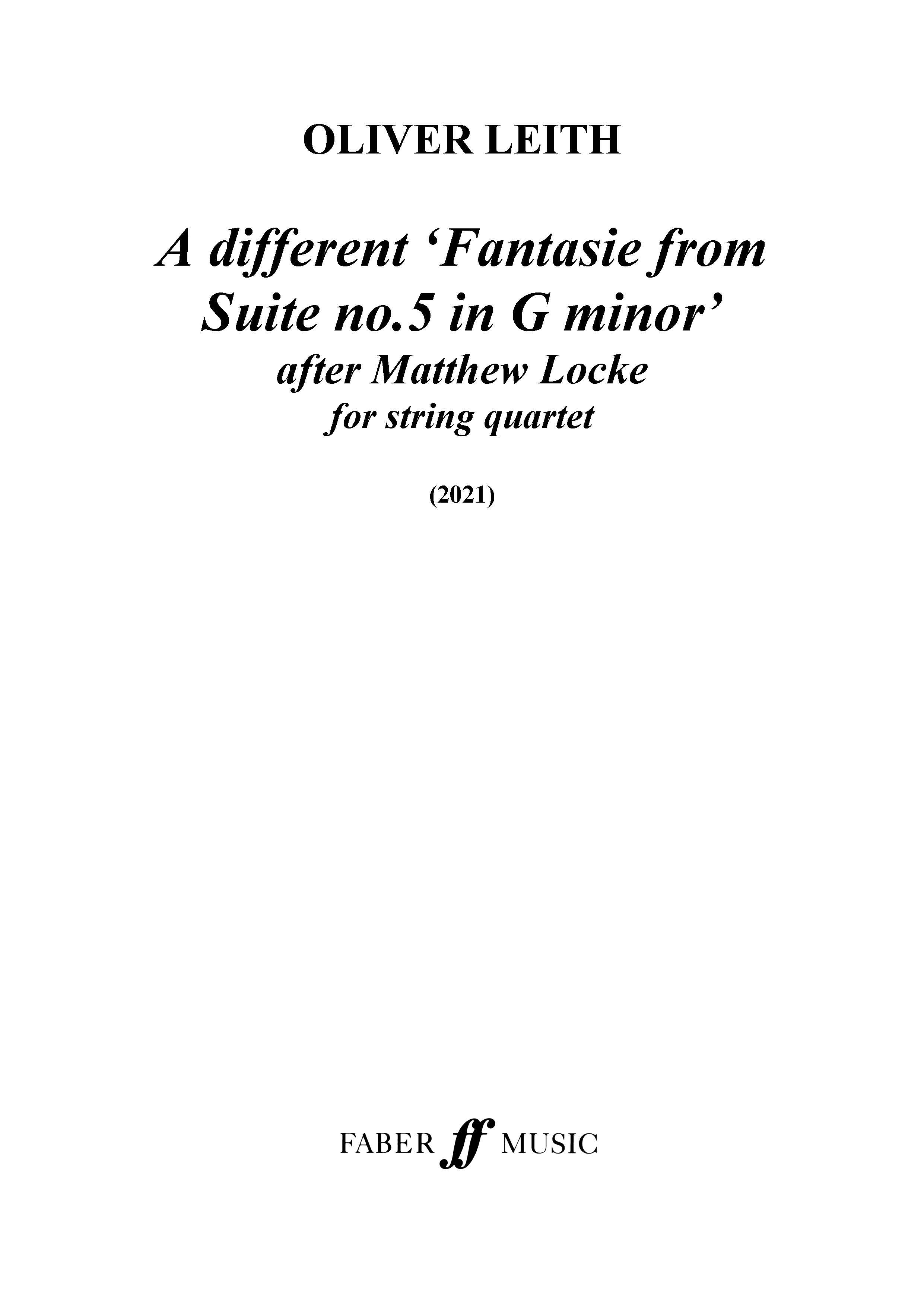 A different ‘Fantasie from Suite no.5 in G minor’ - String Quartet Rehersal Score (Digital Download)