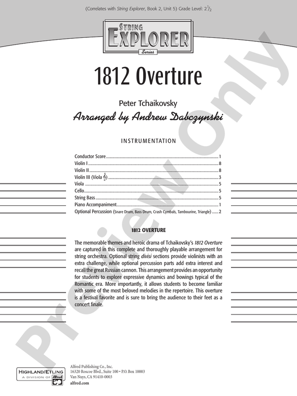 1812 Overture – String Orchestra Conductor Score & Parts (Digital Download)
