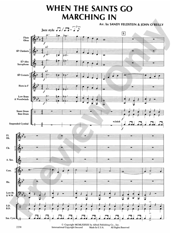 When the Saints Go Marching In - Concert Band Conductor Score & Parts (Digital Download)