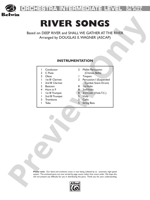 River Songs (based on "Deep River" and "Shall We Gather at the River") – Full Orchestra Conductor Score & Parts (Digital Download)
