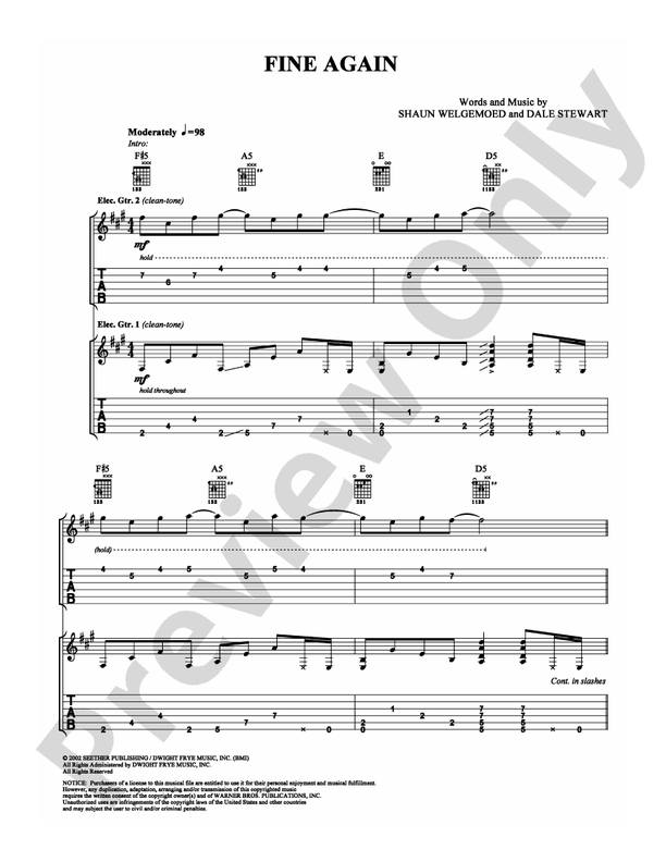 Fine Again - Guitar TAB (Digital Download)