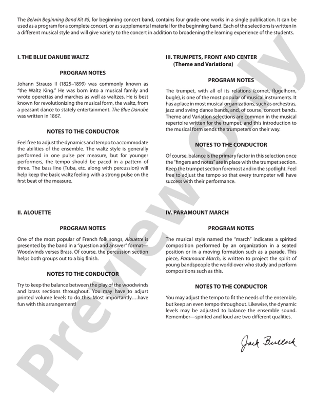 Belwin Beginning Band Kit #5 - Concert Band Conductor Score & Parts (Digital Download)