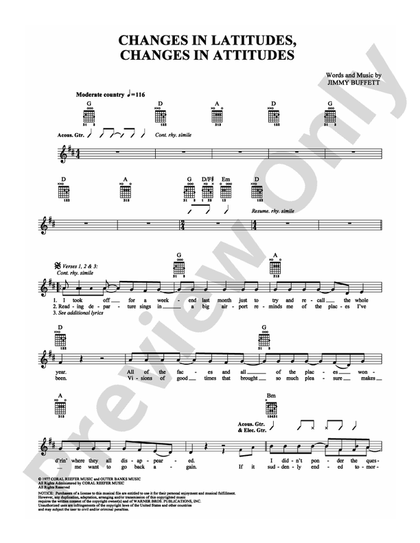 Changes in Latitudes, Changes in Attitudes - Guitar TAB (Digital Download)