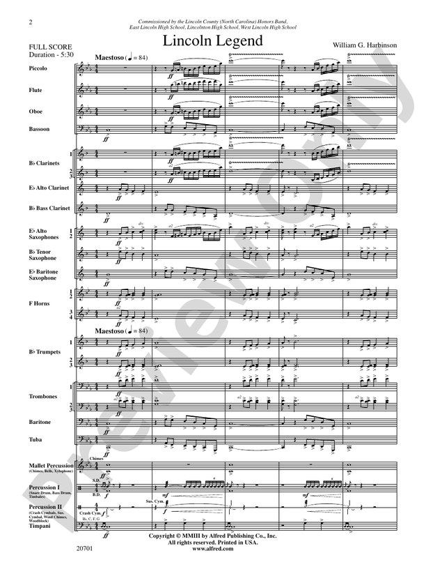 Lincoln Legend - Concert Band Conductor Score & Parts (Digital Download)