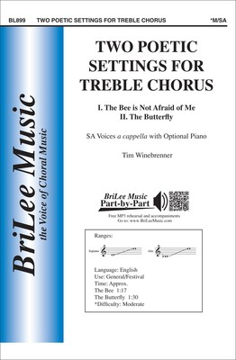 Two Poetic Settings for Treble Chorus - Tim Winebrenner - SA BriLee Music Octavo