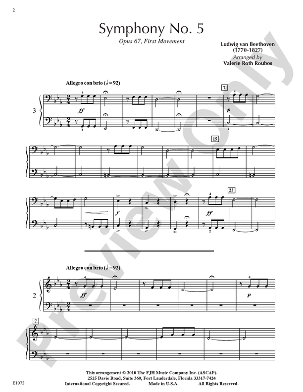 Beethoven - Symphony No. 5, Opus 67, First Movement - Piano (Digital Download)