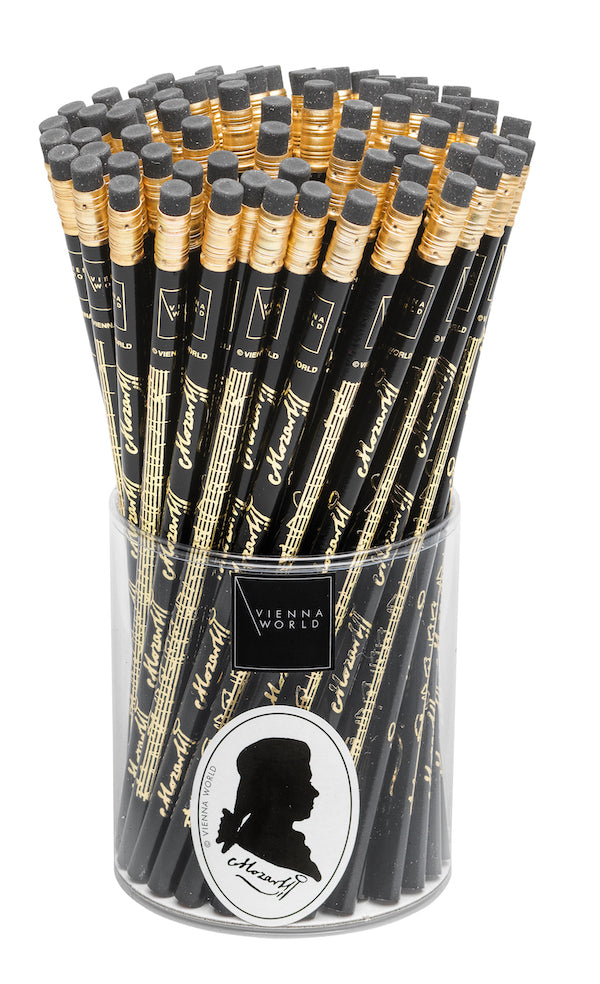 Mozart Manuscript Pencil Black with Gold Print and Eraser