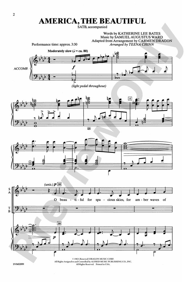 America, the Beautiful - Arr. Dragon/Chinn - SATB Choral Octavo (Digital Download)
