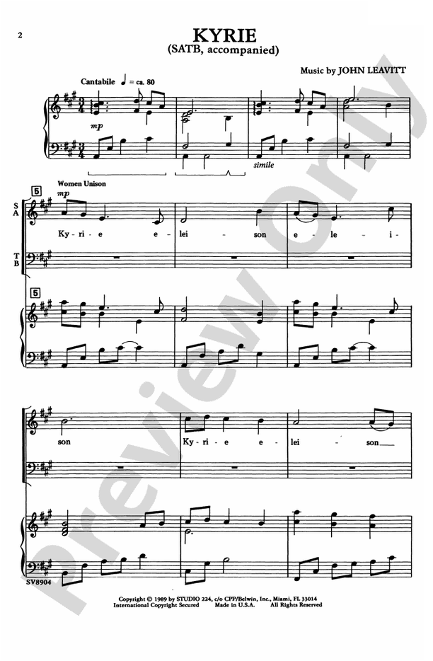 Kyrie - John Leavitt – SATB Choral Octavo (Digital Download)